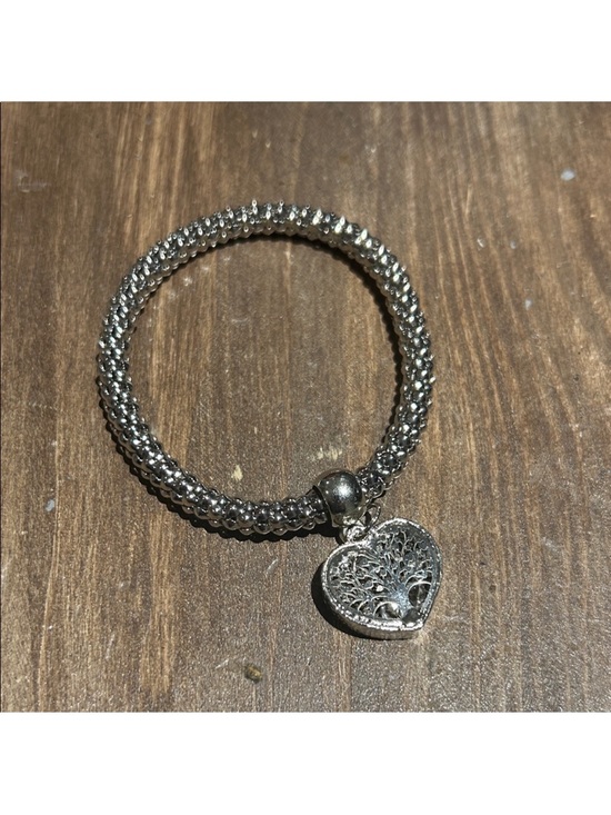 paparazzi Accessories - paparazzi Silver Beaded Bracelet with Heart Tree of Life Charm